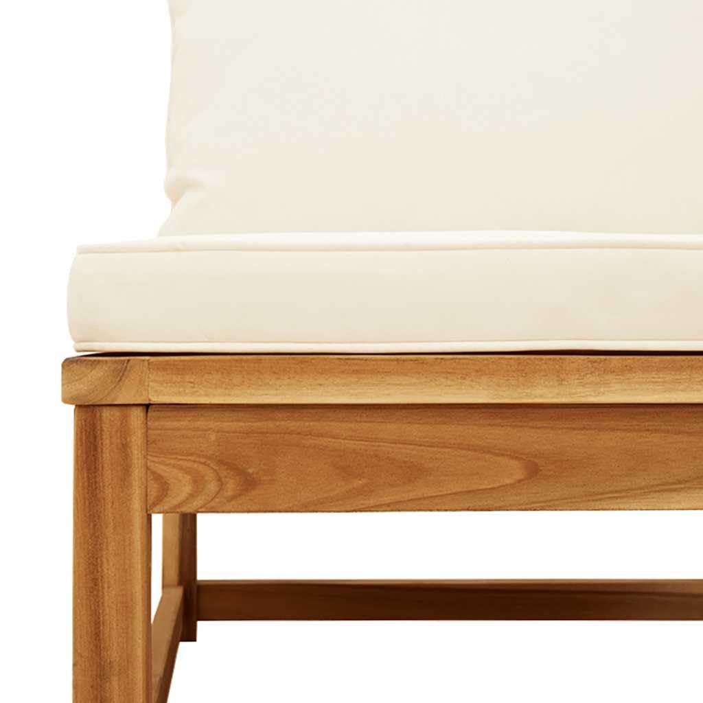 Modulares Gartensofa Set mit Kissen aus Akazienholz für Terrasse Balkon Wintergarten Lounge Sitzgruppe mit Armlehnen und Verbindungsteilen, 3-teilig, wetterfest, komfortabel