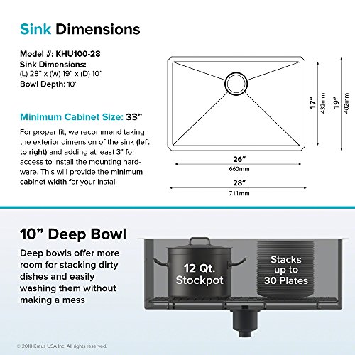 Kraus Khu100-28 Kitchen Sink, 28 Inch, Stainless Steel #TOP5