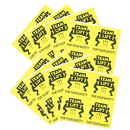 Veemoon 100Pcs Team Lift Required Warning Decals Heavy Object Adhesive Labels Safety Symbol Sign Stickers for Logistics and Shipping