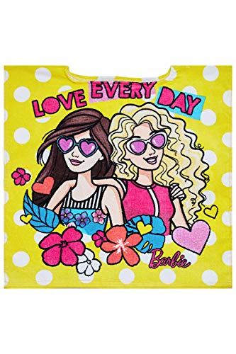 Barbie Nuevo Poncho de baño Girl con Capucha 100% algodón Love Every Day en Amarillo, Talla única