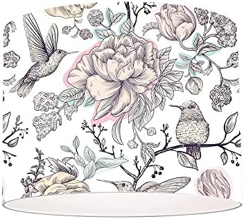 Spring Flowers and Birds Lamp Shade Desk Lamp Cover for living room, Bedroom (11.81 R x 8.26 H inches)