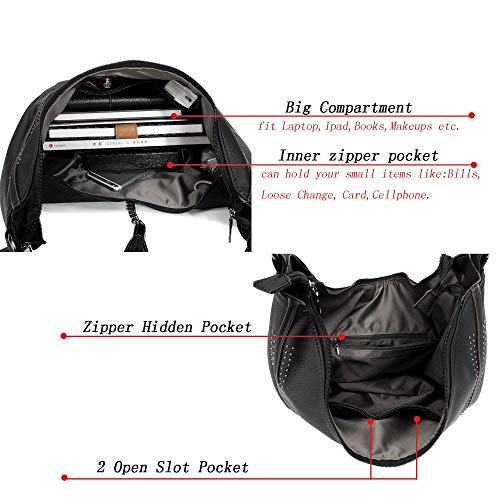 Hobo Bags For Women Large Handbags Designer Purses Pu Leather Oversized Crossbody Shoulder Totes Stylish (Black) #TOP5