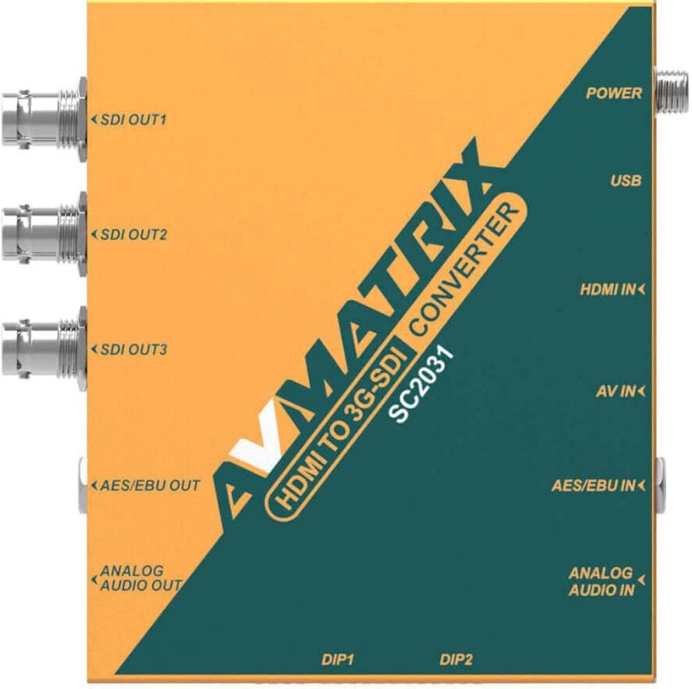 AVMATRIX SC2031 HDMI to 3G-SDI Scaling Converter, Up/Down Scaling Frame Rate Conversion, EAES/EBU or Analog Audio Embedding and De-embedding, Remote Control for PC Via USB