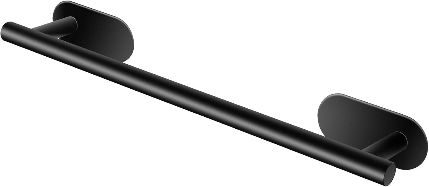 Toallero baño sin taladro, Liesun 40cm toallero negro, toalleros de baño, accesorios de baño sin taladro, toallero adhesivo, toallero negro mate, ...