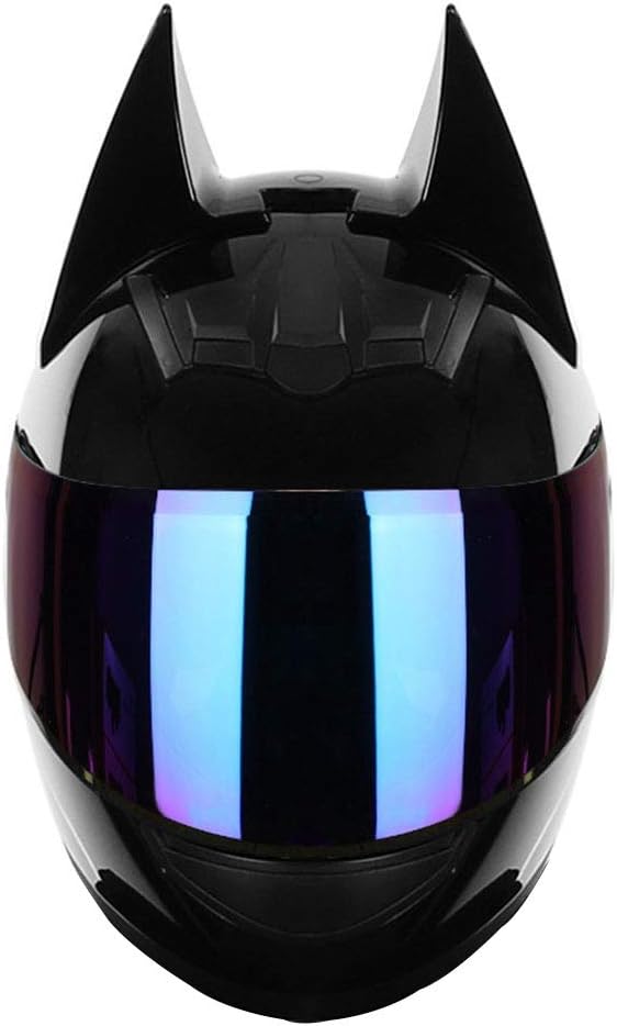 Cat Ear Knight Helmet, Full Face Motorcycle Helmets, Personality Cool Cat Ears Electric Scooter Helmet Full Face Summer Men and Women Racing Couple Motorcycle Helmet, DOT Certified