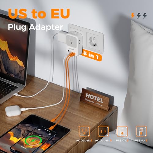 image for European Travel Plug Adapter, TESSAN International Power Adaptor with 