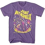 Jimi Hendrix Music Space Concert Adult Short Sleeve T Shirt 60s Music Vintage Style Graphic Tees Purple