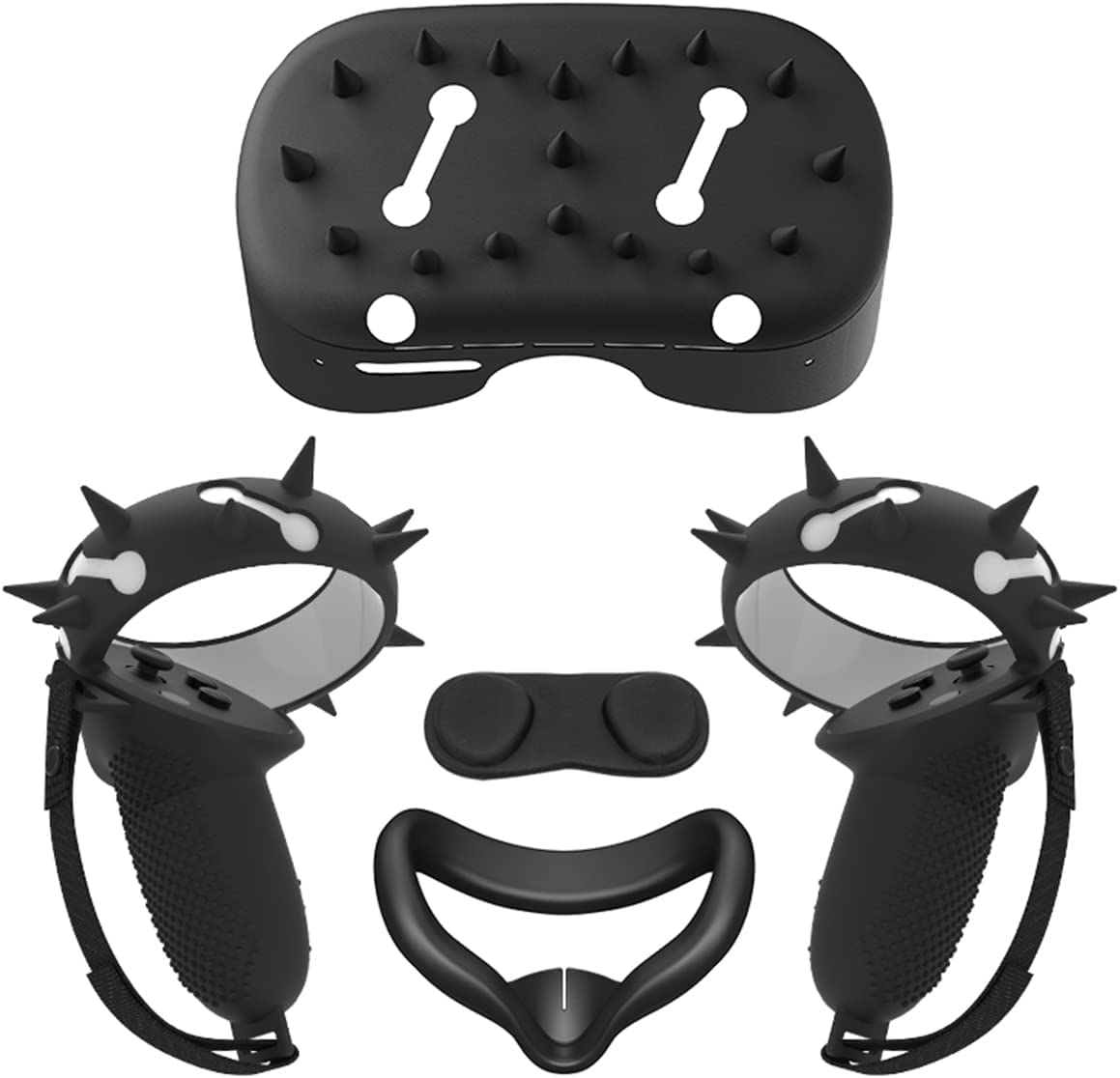 4in1 Protective Cover Accessories Set for Meta/Oculus Quest 2 for Complete Protection VR Shell Face Cover Touch Controller Grips Cover and Lens Cover for Quest 2