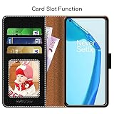 ebestStar - Etui Dla OnePlus 9, Portfel Ochrona Magnetycznym Klipem, Skóra PU, Kieszenią na Karty, Czarny, Czerwony