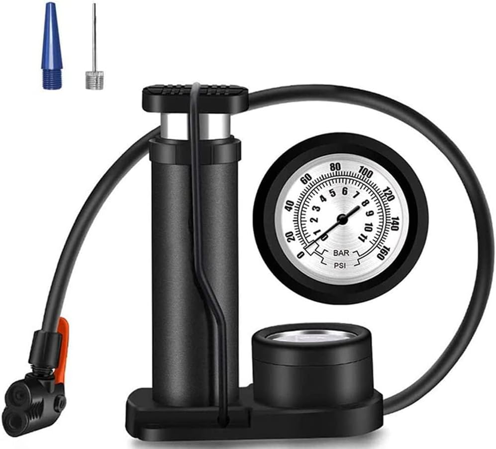 Aputue Mini Bike Pump - Portable Bike Floor Pump with Pressure Gauge, Bicycle Tire Pump Compatible with Presta and Schrader Valve, Bike Air Pump for All Bike
