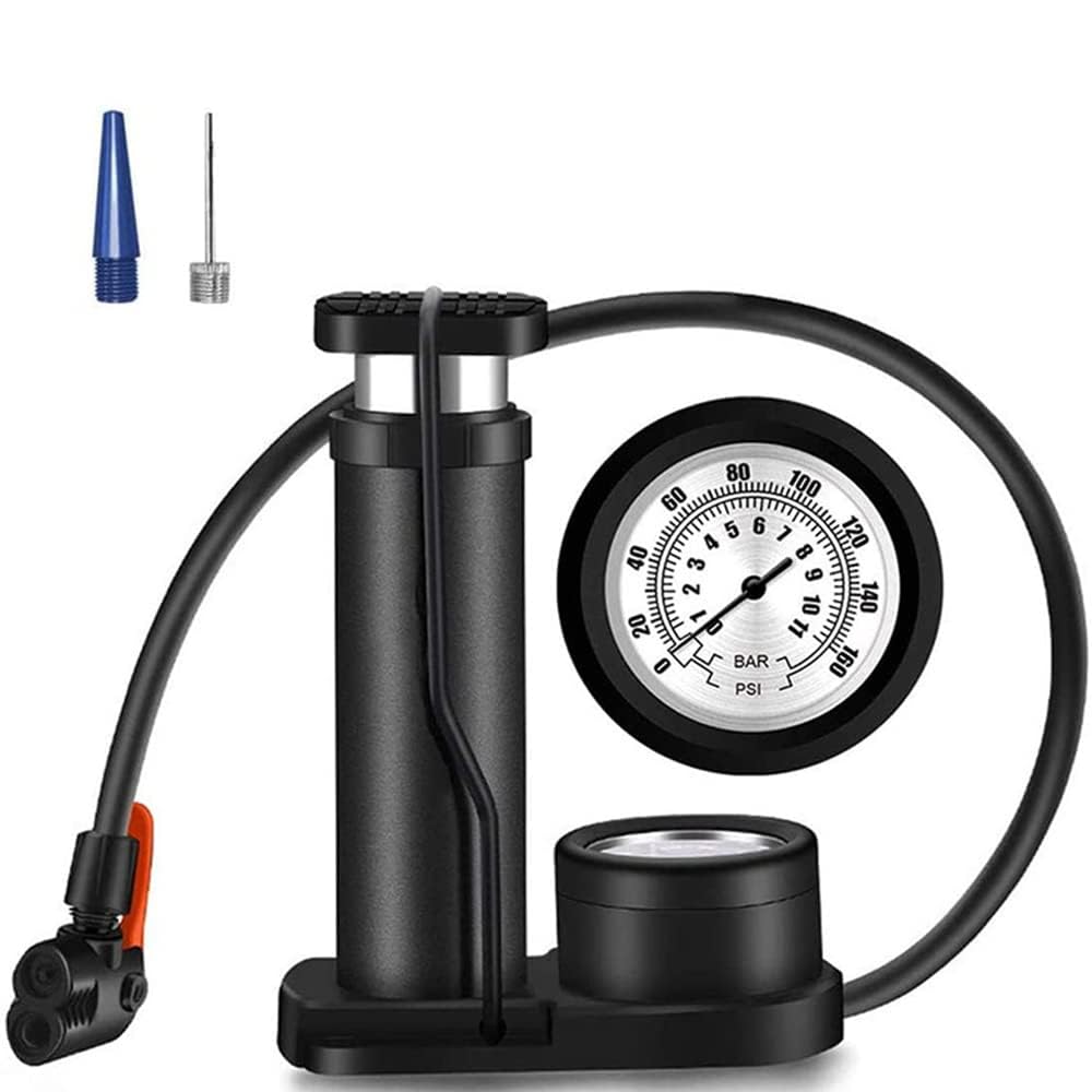 Aputue Mini Bike Pump - Portable Bike Floor Pump with Pressure Gauge, Bicycle Tire Pump Compatible with Presta and Schrader Valve, Bike Air Pump for All Bike