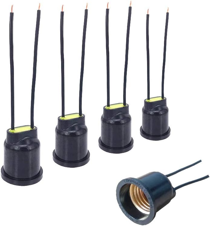 (5 Pieces) A-203 Black E26 / E27 LED E26 to E26 Socket Extender, E26 / E27 to E26 / E27 lamp Holder Adapter, Bulb Socket Converter, E26 E27 Plastic Standard Screw-in Socket Waterproof