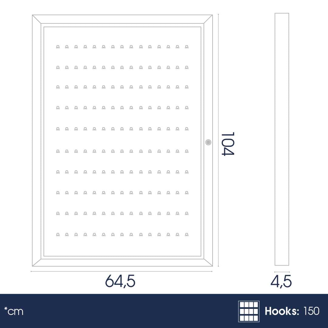 Danieli Store - Armario para Llaves con 150 Ganchos Numerados. Caja para Llaves con Puerta de Acrílico Transparente y Fondo de Acero Lacado