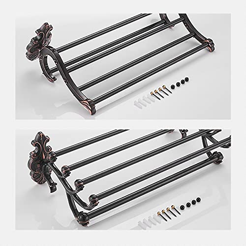 Racks de serviettes étagère murale et support de linge de douche noir