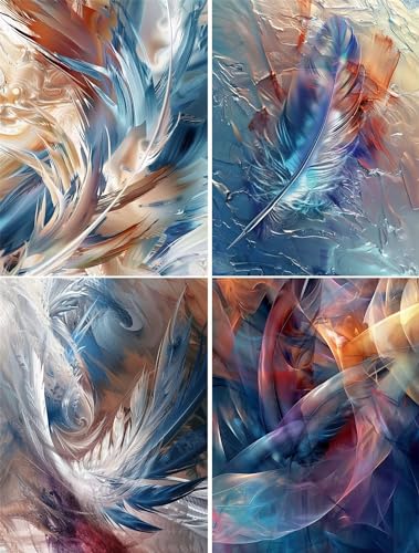 Plumes diamond painting lot de 4 à offrir pour un cadeau fait main