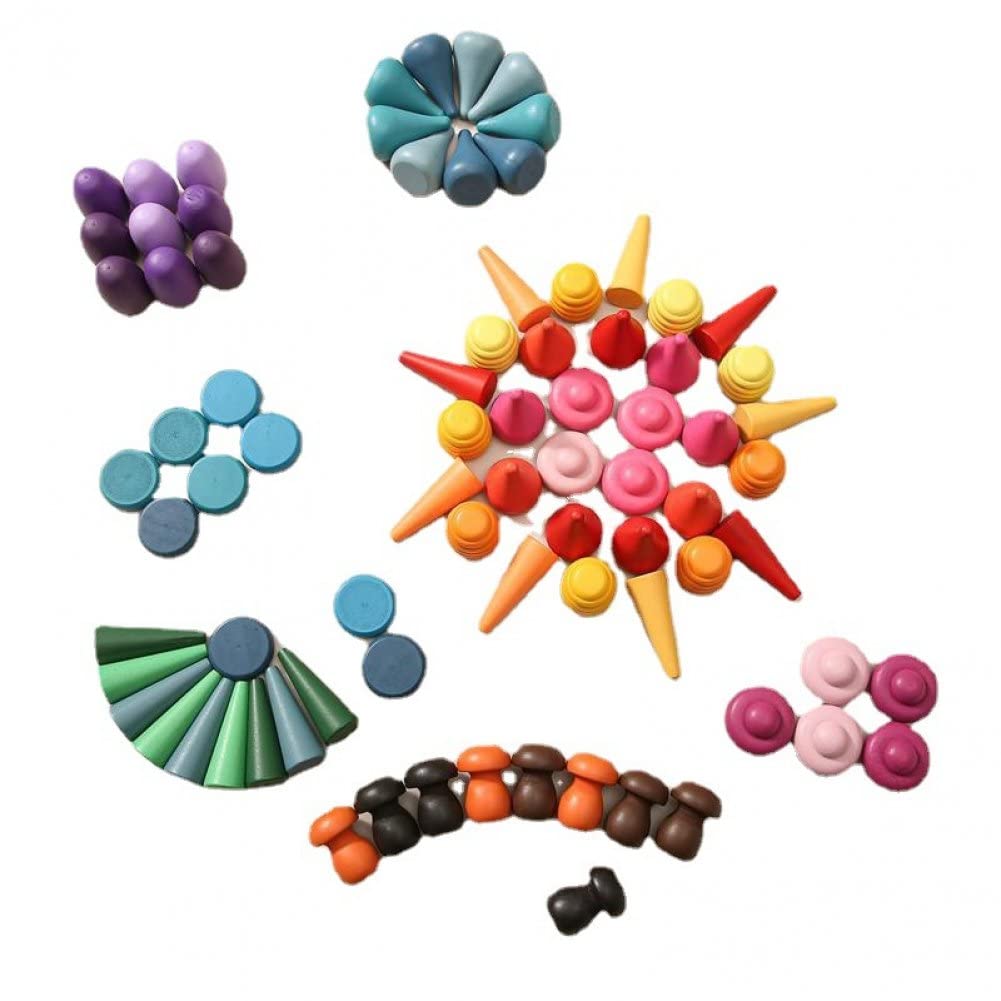 162 Pcs Piezas Sueltas Materiales De Juego De Madera Juguete De Apilamiento De Arcoiris, Aprendizaje Preescolar De Forma Educativa Clasificación Sensorial Play Montessori Toys