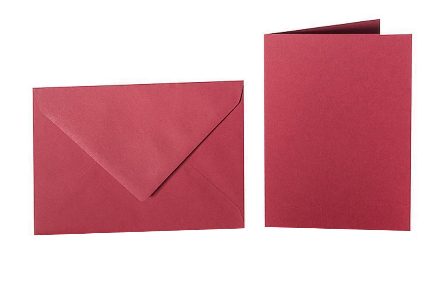 200 sobres de colores DIN C5 (162 x 229 mm) con tarjetas plegables a juego DIN A5 (150 x 200 mm) en color burdeos