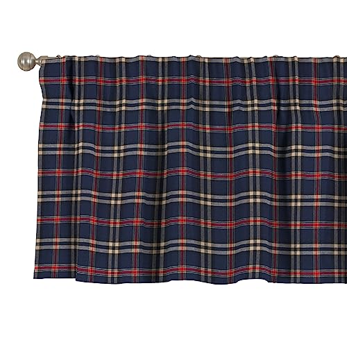 Dekoria Cortina corta con cinta fruncidora (390 x 40 cm), color azul y rojo