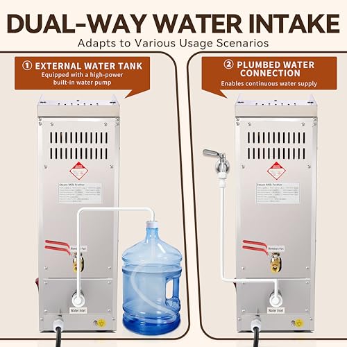 Image of Commercial Milk Frother and Steamer 2000W, 6 Temp Settings, Silver