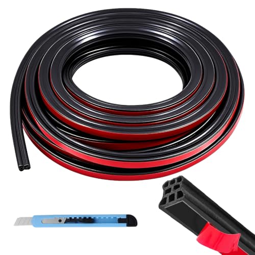 Image of STHIRA16.4'' Thickened Automotive Weather Stripping, Three-Layer 8-Hole Car Door Seal Strip Self Adhesive Weather Stripping for Noise Reduction, Waterproof Self-Adhesive Rubber Seal