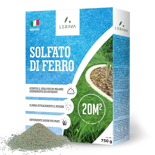 LERAVA® Solfato di Ferro (20m²) – Antimuschio per prato – Correttore pH e Anti-Ingiallimento – Antingiallente Fogliare – Correttore Clorosi Ferrica – Ferro per piante - concime granulare
