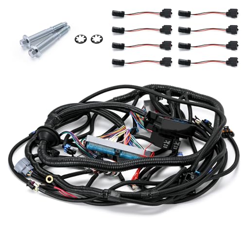 4L60E DBC LS Standalone Wiring Harness Compatible with GM LS1 1999-2006 Vortec Engines 4.8L 5.3L 6.0L Drive by Cable with 8 Pack Fuel Injector Connector Adapter EV1 Transfer to EV6