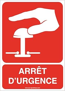 AUA SIGNALETIQUE - Panneau Arrêt D'urgence - 150x210 mm, PVC 1.5mm
