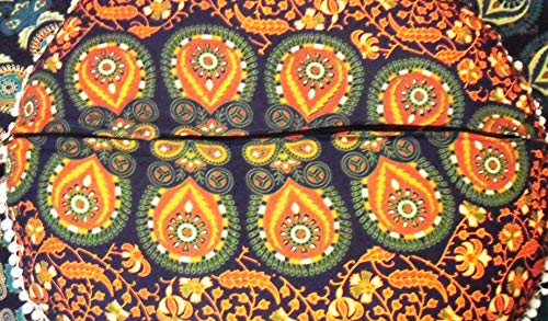 Coussin de sol grand format 81cm pouf ottoman mandala avec pompon
