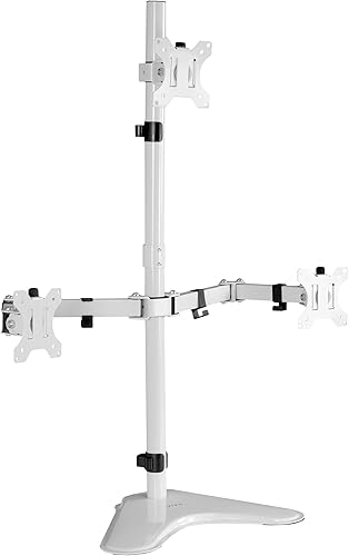 VIVO Soporte de escritorio para monitor de computadora LED triple LCD, montaje totalmente ajustable para 3 pantallas de hasta 30 pulgadas