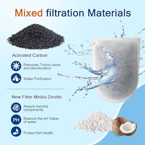 Image of 6Pack Large Carbon Filter Cartridges, Fish Tank Filters Replacement Filter Cartridges for Aquariums Compatible with Whisper EX30 /EX45 /EX70