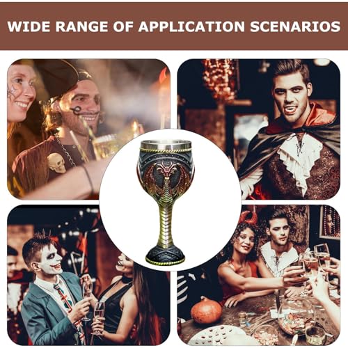 Fantasy - Bicchiere da vino medievale, Dragon Wine Goblet | Drago medievale Goblet Cup accessori per bicchieri da regalo, creativo in acciaio inox, per decorazioni per feste, bevande quotidiane - immagine 5