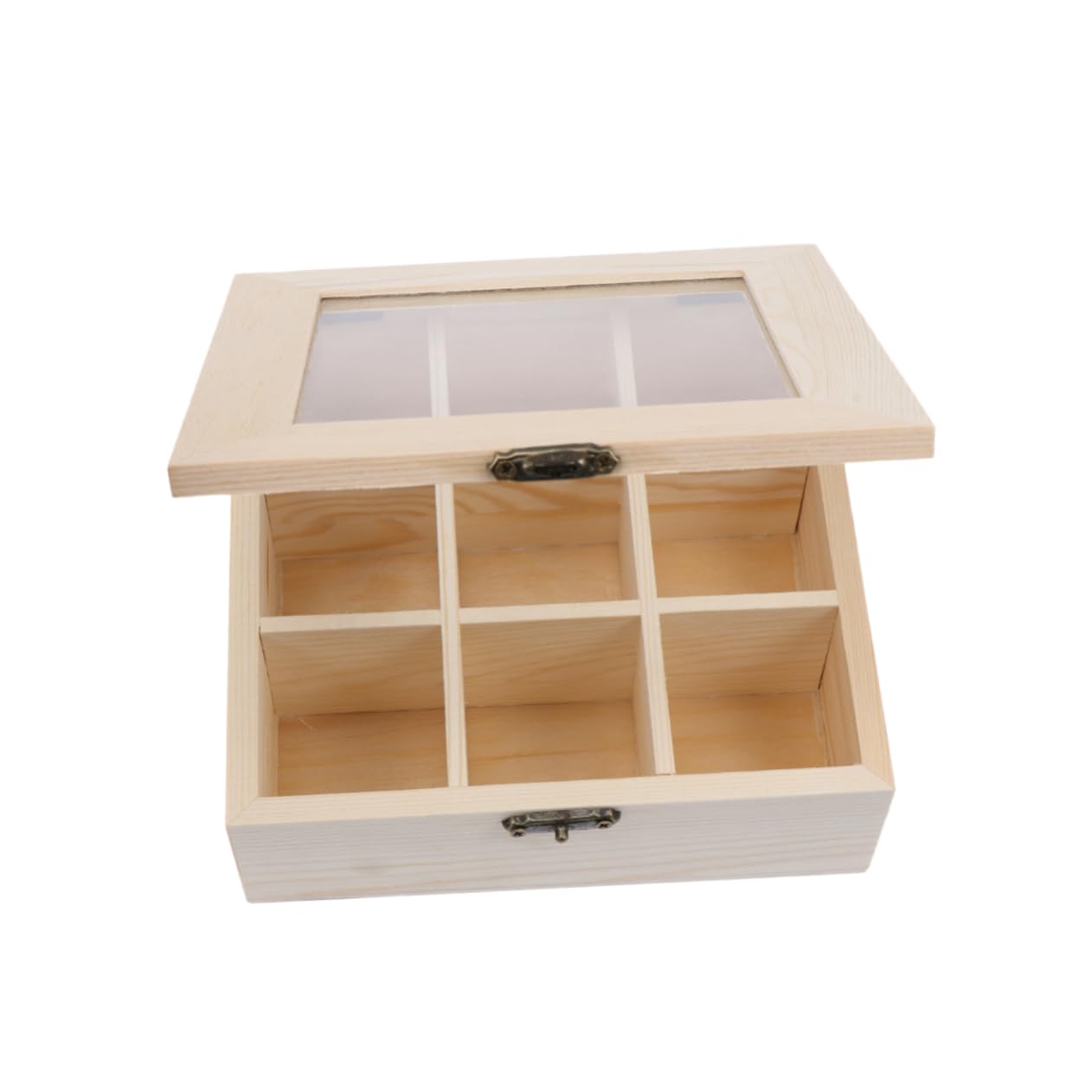 Cabilock Elegant Wooden Tea Box Organizer with Compartments and Glass Window Stylish Coffee and Tea Storage Chest for Home Restaurant Use Unique present for Tea Lovers