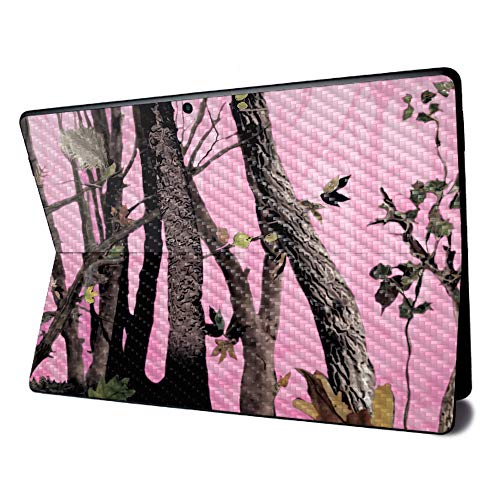 Image of MightySkins Carbon Fiber Skin for Microsoft Surface Pro X - Pink Tree Camo | Textured Carbon Fiber Finish | Easy to Apply, Remove, and Change Styles | Made in The USA