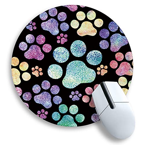 Image of Cat Paw Round Mouse Pads for Desk, Funny Small Mousepad for Laptop Gaming, Stitched Edge Non-Slip Rubber Base, Cute Home Office Decor Desk Accessories Office Supplies Gift for Women Teen Girls