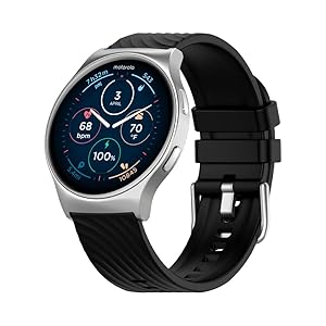 Motorola Moto Watch 120 - Premium Bluetooth Smartwatch with AMOLED Display, 10-Day Battery, Heart Rate & SpO2 Tracking, Fitness & Health Monitoring, Compatible with Android and iPhone - Silver