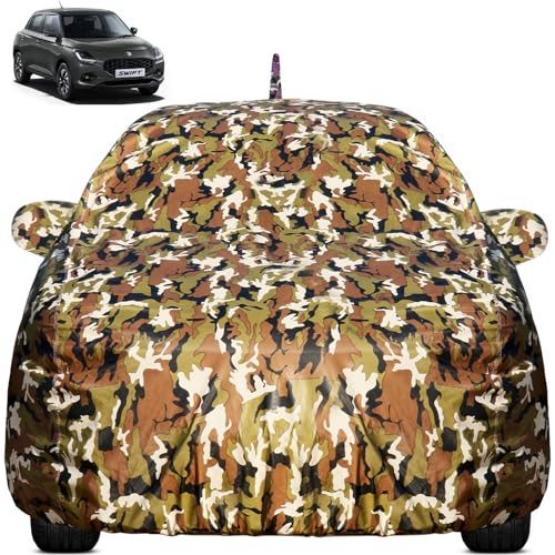 Image of Pivalo Car Body Cover for Maruti Swift All Model & Years (2005-2024) 100% Waterproof with Mirror & Antenna Pocket Triple Stitched Dustproof Heat Resistant UV Protection (Military /Jungle /Camouflage)