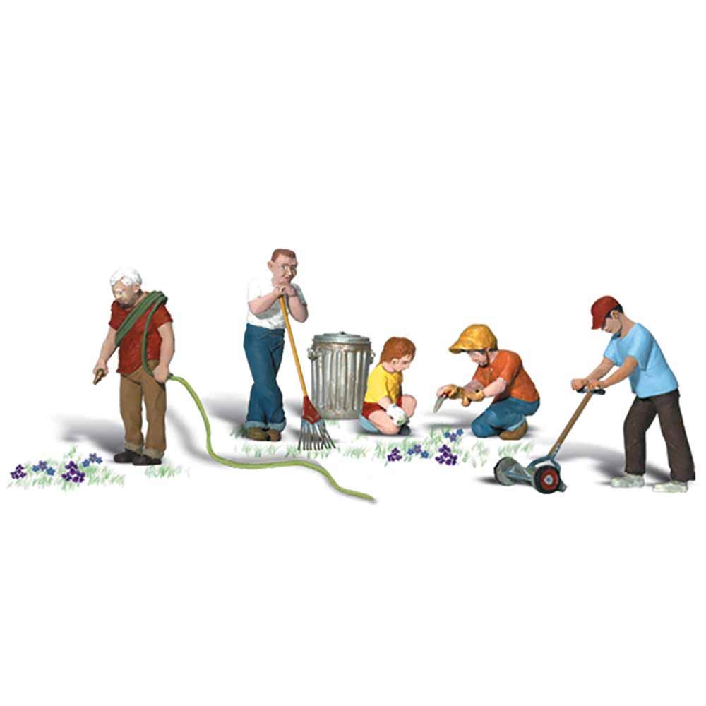 Woodland Scenics HO Scale Scenic Accents Figures/People Set Lawn Workers (5)