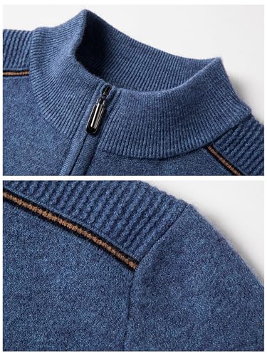 Men's Sweaters Quarter Zip Mock Neck Knit Long Sleeve Pullover Fall Winter Casual Polo Sweater3