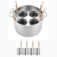 GIQKDZNUO Cuocipasta Commerciale in Acciaio Inox a 3/4/5 Fori, Set di Inserti con divisore e scolapasta, pentole per la Cucina di casa, Ristorante, C, 5 Fori