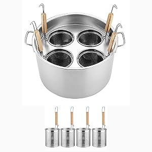 SAeWare Nudeltopf aus Edelstahl mit Sieb, vielseitiger Kochtopf für Zuhause und Restaurant, ideal zum Kochen von Nudeln, Vetables, Suppen und Dämpfen, rostfrei, leicht zu reinigen, B-4 Löcher