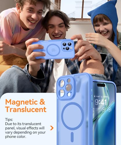 Image of CANSHN Magnetic Compatible with iPhone 16 Pro Max Case, Upgraded [Full Camera Protection] [Compatible with Magsafe] [Translucent Matte] Shockproof Protective Phone Cover 6.9 Inch - Ultramarine