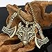 Produktbild Serired Herren Viking Wolf Head & Raven Rune/Krähe Doppelaxt Anhänger Halskette, Nordischer Heidnischer Keltischer Antiker Amulett-Freund-Geschenk-Schmuck - Mit Geschenktüte,Messing