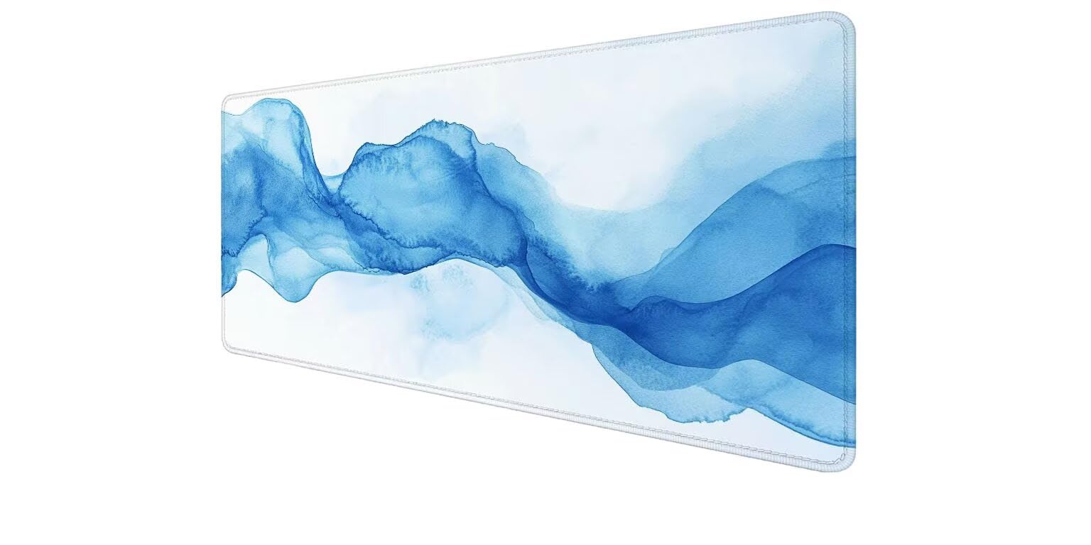 Tapis de souris grand format bleu anti-effilochage résistant à l'eau - 8