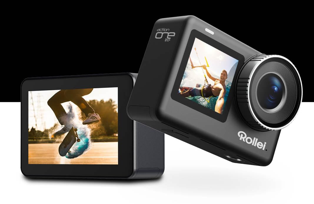 Rollei Action One Lite: la tua azione, la tua perfezione Cattura video 4K, foto da 20MP con 2 display, stabilizzazione dell'immagine e modalità creative. Controllo touch screen e app per scattare