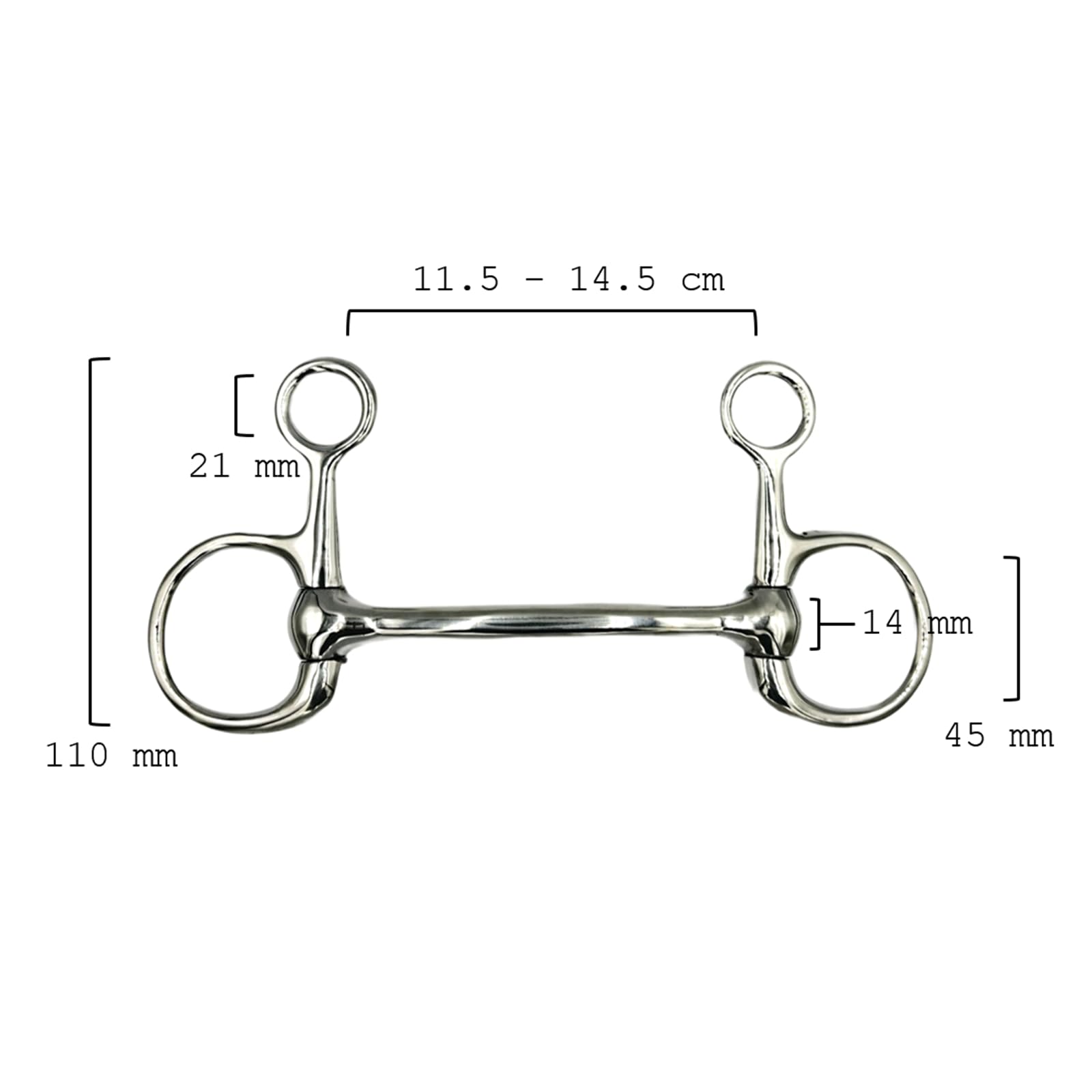 Ergobit Bit Baucher Trense Stangengebiss Ringdurchmesser 45 mm Gebissstärke 14 mm 12.5 cm