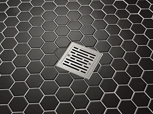 Image of Delta Faucet 4 Inch Tile-In Square Shower Floor Drain Brushed Nickel, Shower Drain Kit, Square Shower Drain, Chrome Shower Drain, Shower Floor Drain, Stainless DT062412-SS