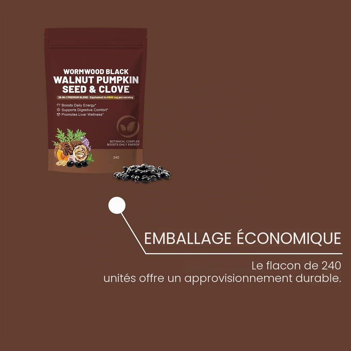 Absinthe Noyer Noir Clou de Girofle—Soutien à la vitalité│Convient aux hommes et aux femmes│240 unités,1pcs