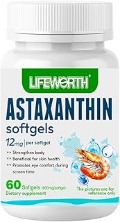 Astaxanthin 12mg Astaxanthin supplements-Triple Strength natural Astaxanthin sourced from microalgae,best Antioxidant to Support Anti-Aging,Eye,Skin tan, Non-GMO,Gluten-Free&Soy Free, 60 servings
