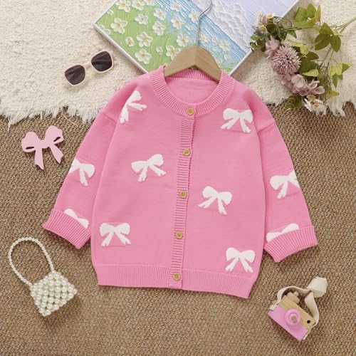 Girls Cardigan Sweater Long Sleeve Clothes Floral Bow Button Tops Outfits Girl Winter Fall Clothing3