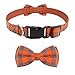 Dog Bow Tie, Vaburs Dog Cat Collar with Bow Tie Buckle Light Plaid Dog Collar for Dogs Cats Pets Soft Comfortable,Adjustable (S, Orange)